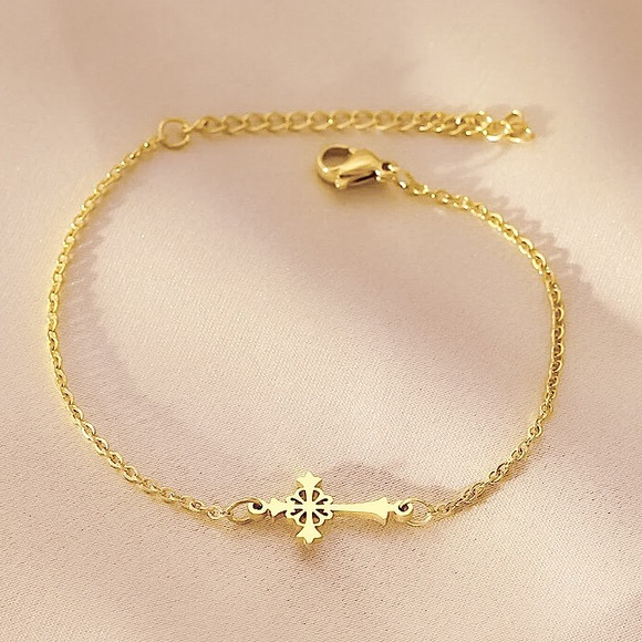 🔵𝟲𝟱%𝗢𝗙𝗙 𝗯𝘂𝗻𝗱𝗹𝗲𝘀 𝟯+🔵 NEW Filigree Cross Stainless Steel Bracelet - Picture 4 of 8